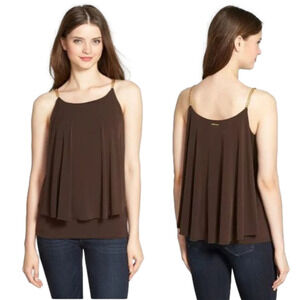 Michael Michael Kors Brown Chain Tiered Tank Top S